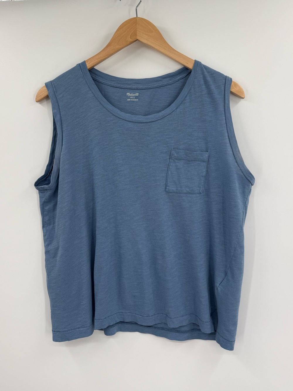 Madewell Softfade Cotton Oversized Muscle Tank | Blue | Large